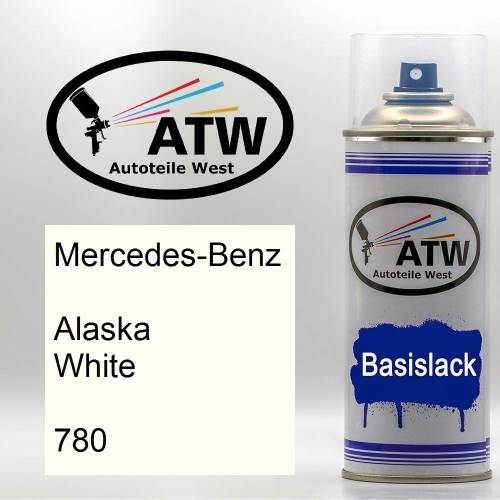 Mercedes-Benz, Alaska White, 780: 400ml Sprühdose, von ATW Autoteile West.